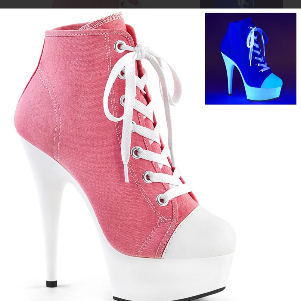 Pink and White Hybrid High Heel Sneakers